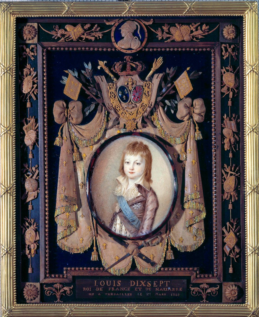 Porträtt av delfinen Ludvig XVII (1785-1795). Miniatyrmålning på elfenben av Alexander Kucharski (1741-1819) av Alexandre Kucharski