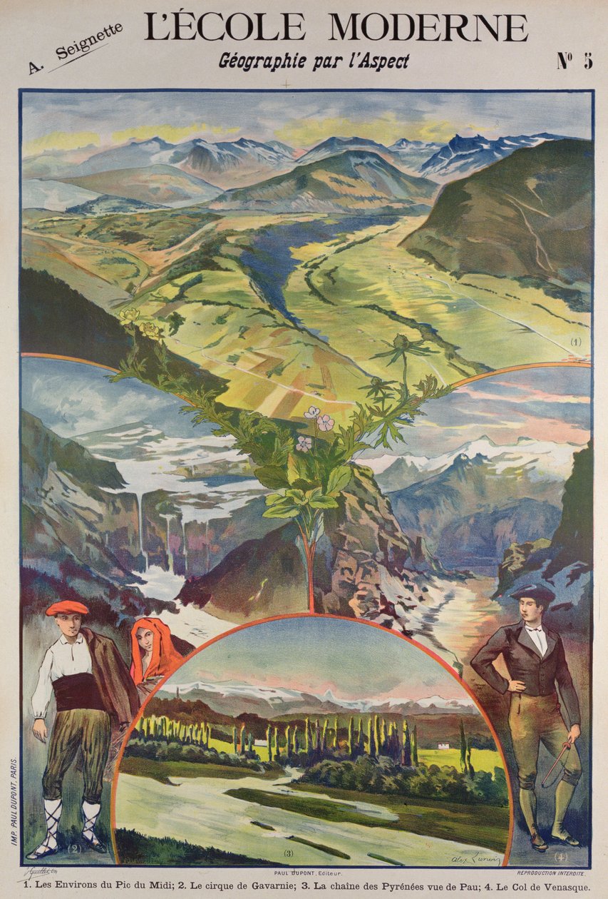 Pyrenéerna affisch (färg litho) av Alexandre Lunois