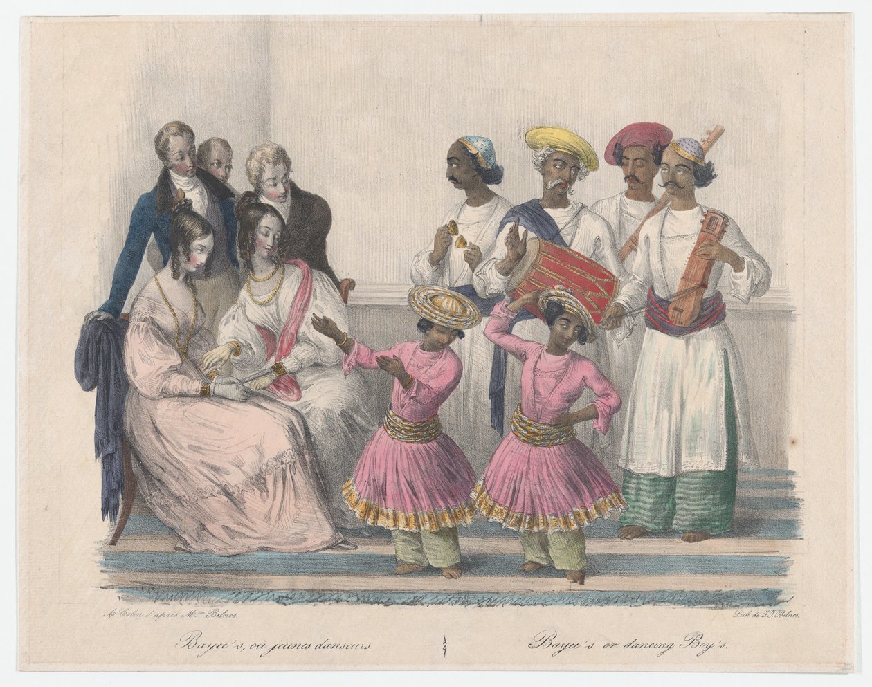 Bayees eller dansande pojkar, från tjugofyra plattor som illustrerar hinduiskt och europeiskt sätt..., 1832 av Alexandre Marie Colin