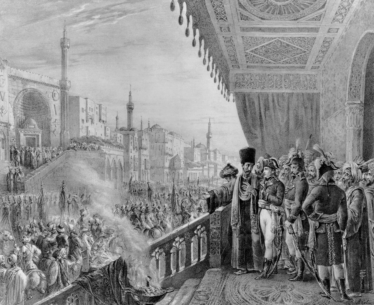 Firandet av Muhammeds högtid, i Kairo, 6 Fructidor år VI (23 augusti 1798) graverad av Charles Etienne Pierre Motte (1785-1836) av Alexandre Marie Colin