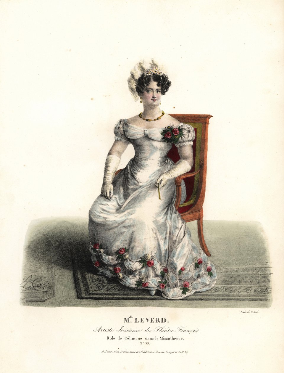 Dansaren och skådespelerskan Miss Emilie Leverd som Celimene i Le Misanthrope av Moliere, Theatre Français av Alexandre Marie Colin