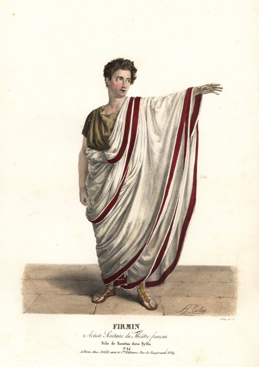 Jean-Baptiste Firmin som Faustus i tragedin Sylla av Victor Joseph Etienne de Jouy, Theatre Francais av Alexandre Marie Colin