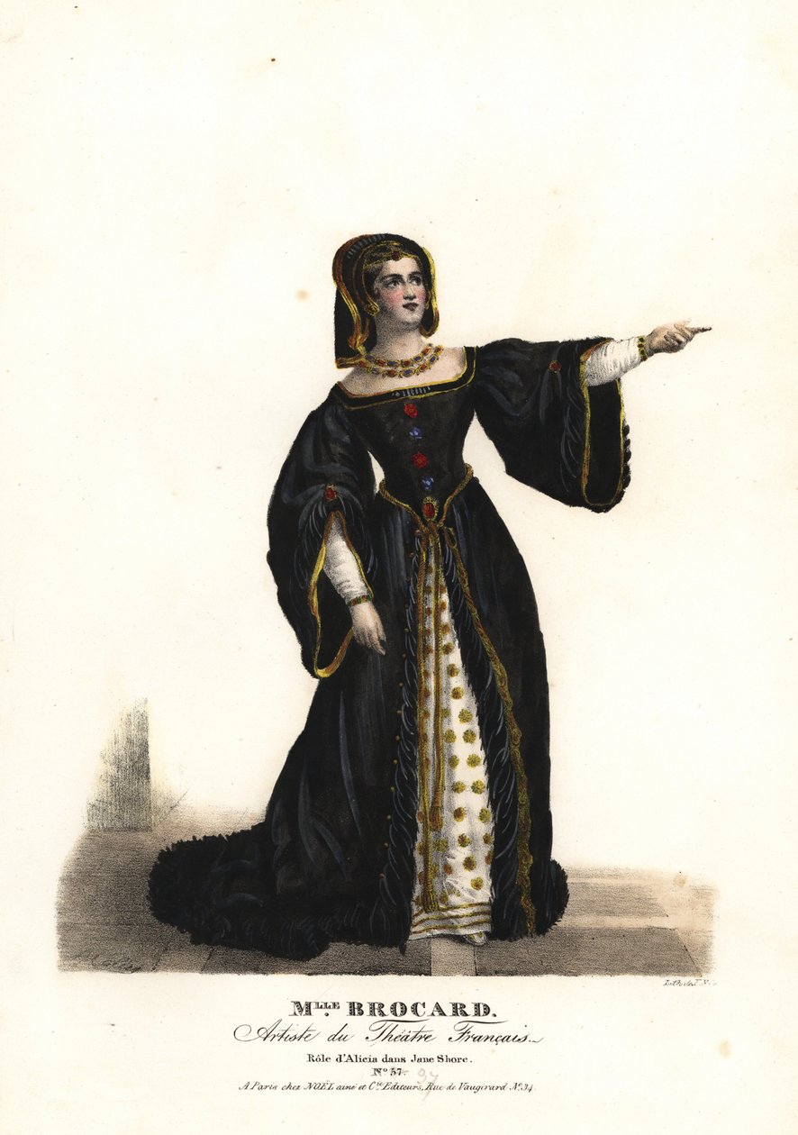 Miss Suzanne Brocard som Alicia i Jane Shore (Richard III och Jeanne Shore) av Nepumucene Lemercier, Theatre Français av Alexandre Marie Colin