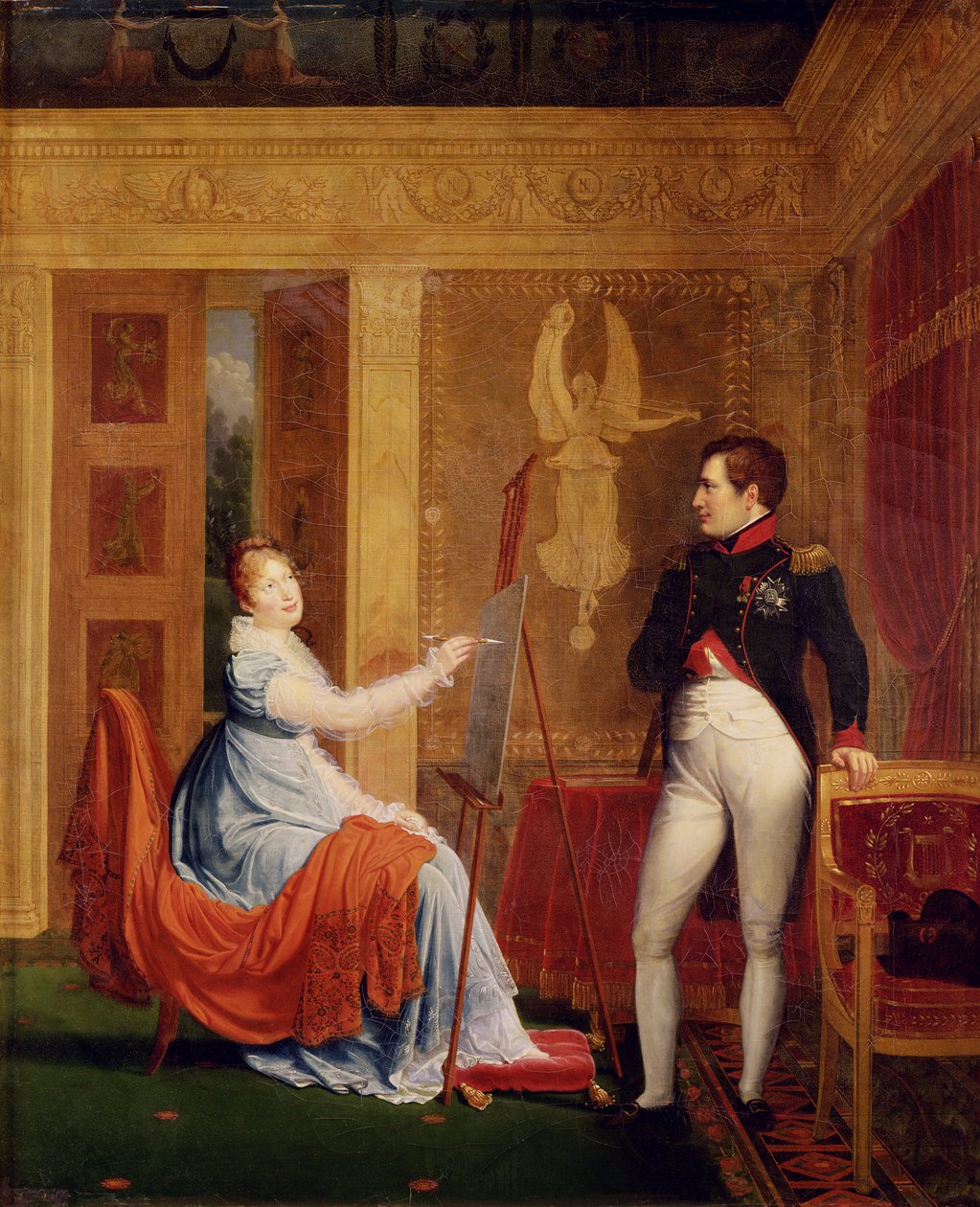 Marie Louise (1791-1847) från Habsbourg Lorraine målar ett porträtt av Napoleon I (1769-1821) av Alexandre Menjaud