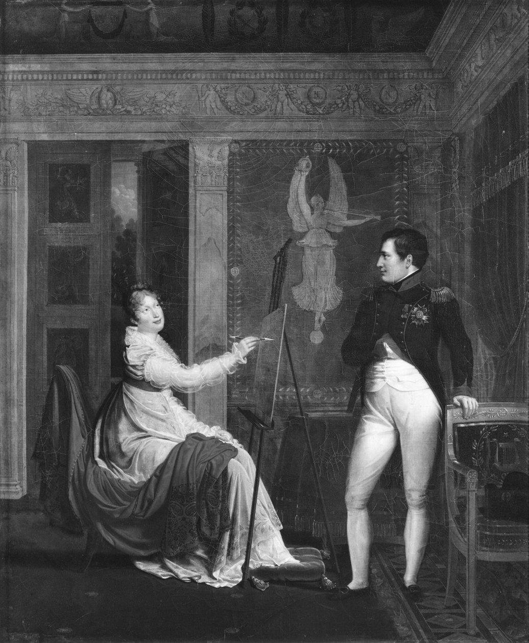 Marie Louise (1791-1847) från Habsbourg Lorraine målar ett porträtt av Napoleon I (1769-1821) av Alexandre Menjaud