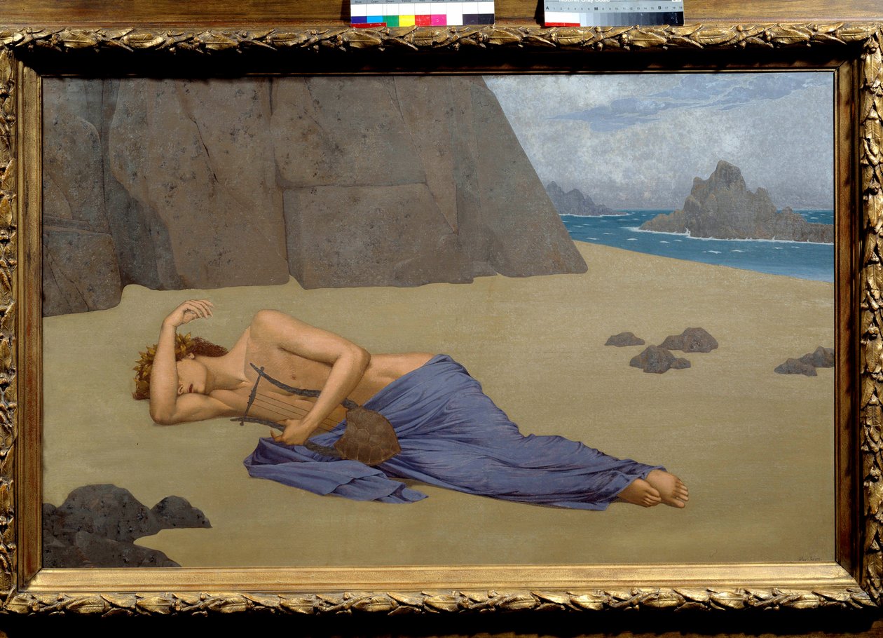 Lamentation of Orphee Painting av Alexandre Seon (1855-1917) 1896. Dim. 0,73 x 1,16 m. Musée d