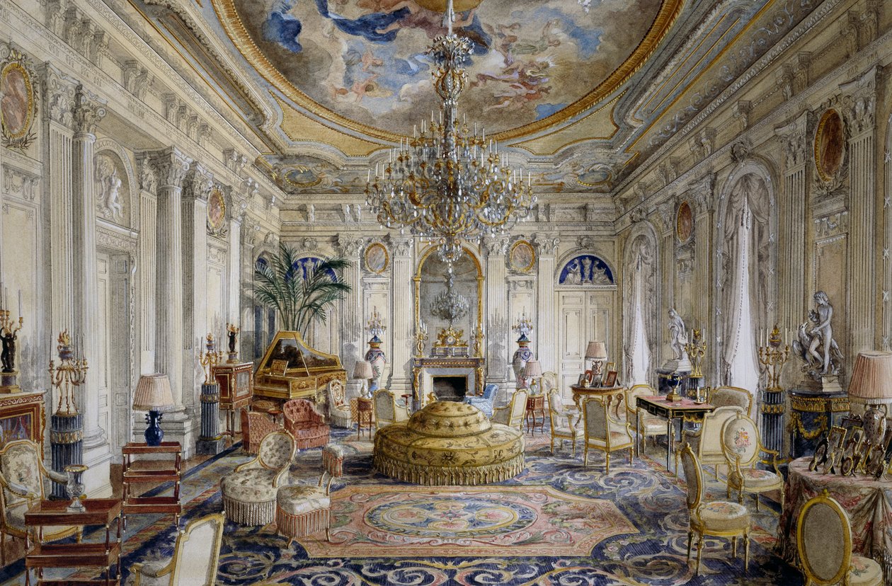 Stor sal eller vit sal i Louis XVI-stil, Chateau de Ferrieres av Alexandre Serebriakoff