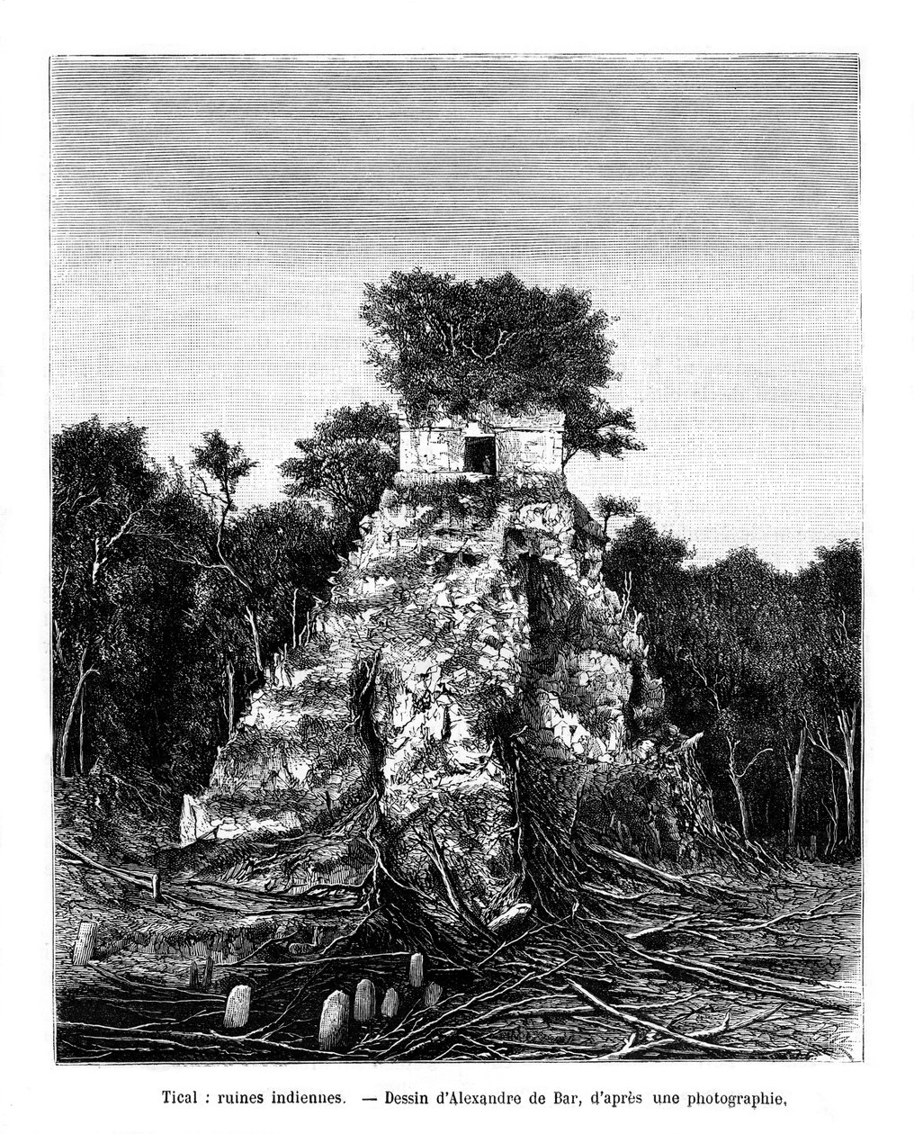 Mayaruiner, Tikal, Guatemala, 1800-talet av Alexandre de Bar