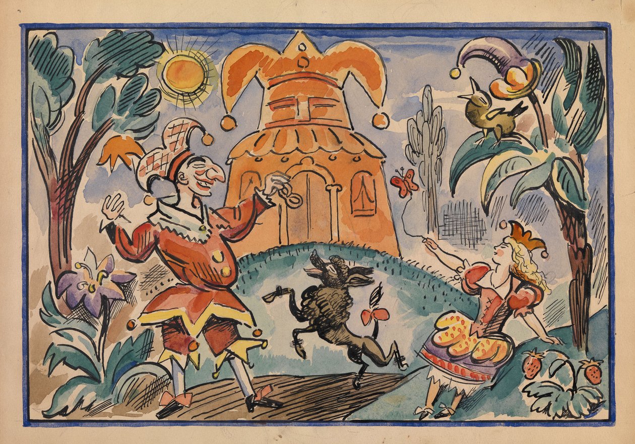 Illustration för War of Petrushka och Stepka-Rastrepka av Evgeni Schwartz, 1925 av Alexei Alexandrovich Radakov