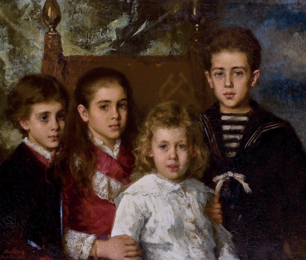 Porträtt av barnen till Paul Pavlovich Demidoff, 2:e prinsen av San Donato 1839-1885, Avrora, A av Alexei Alexeyevich Harlamov