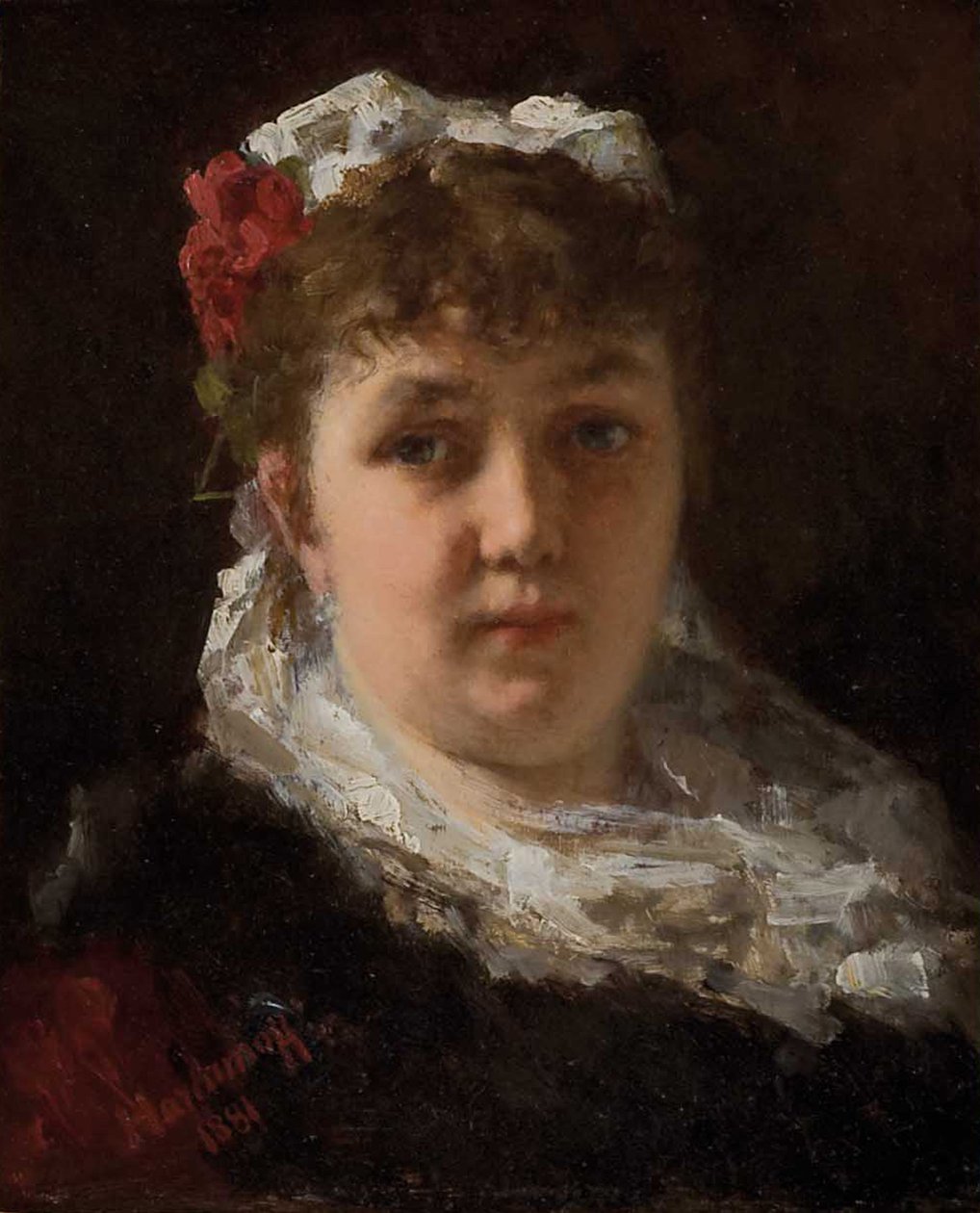 Porträtt av operasångerskan Félia Litvinne 1860-1936, 1881 av Alexei Alexeyevich Harlamov