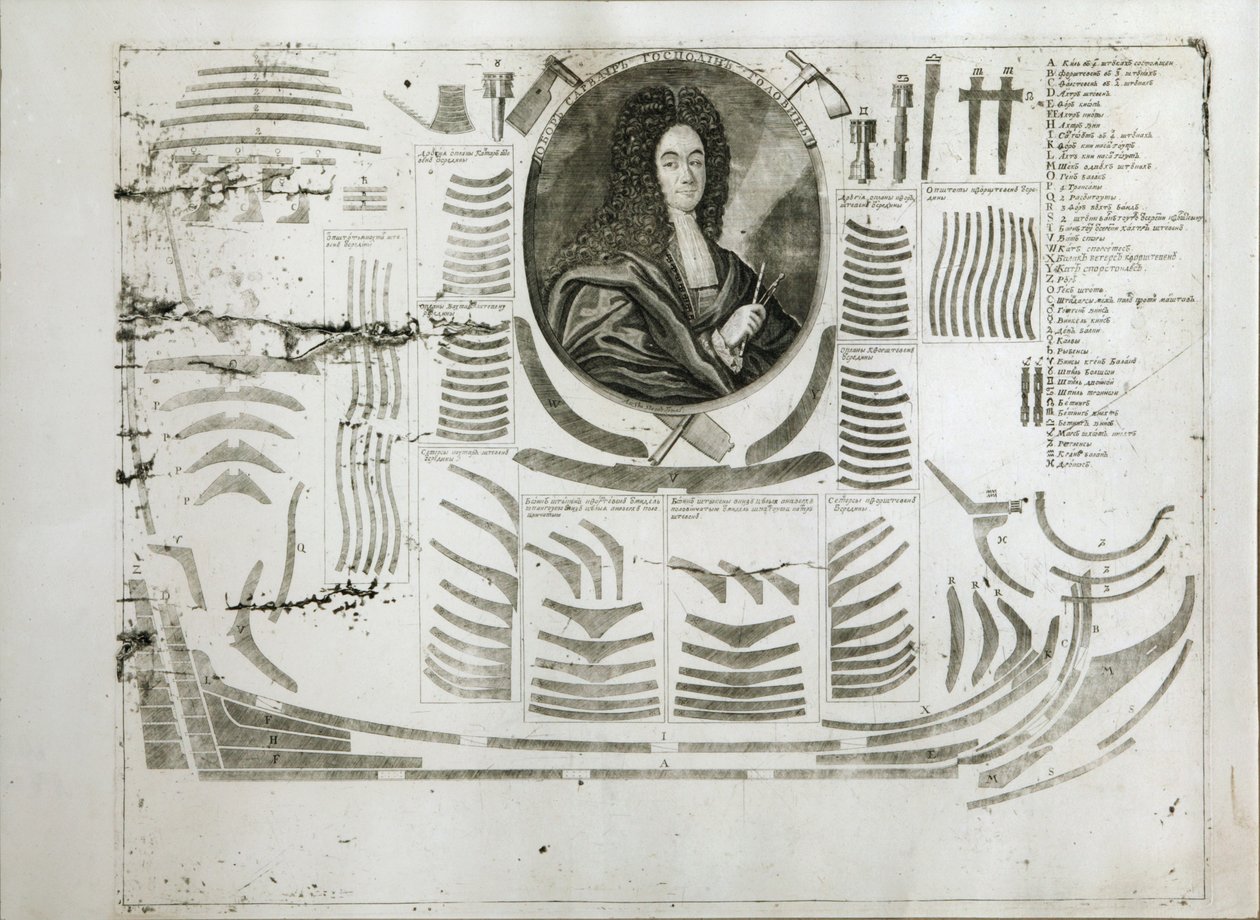 Porträtt av Ivan Mikhaylovich Golovin 1680-1737, mellan 1717 och 1720 av Alexei Fyodorovich Zubov