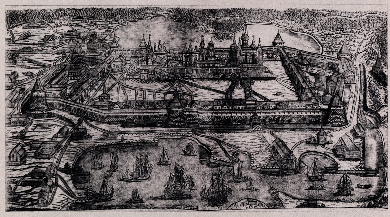 Solovetsky Transfiguration Monastery på Solovetsky Islands, 1744 av Alexei Fyodorovich Zubov