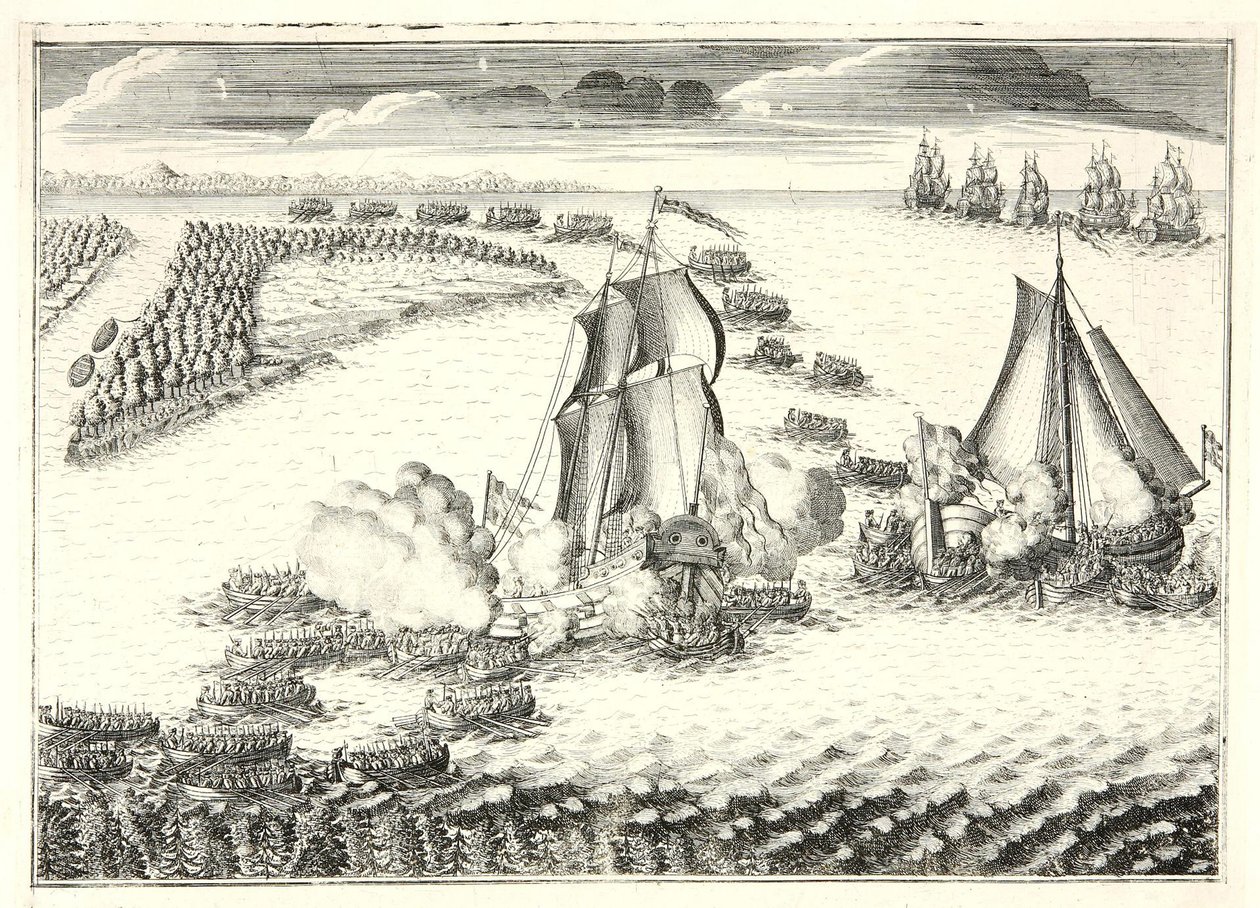 Slaget vid mynningen av Neva den 18 maj 1703, 1720-talet av Alexei Fyodorovich Zubov