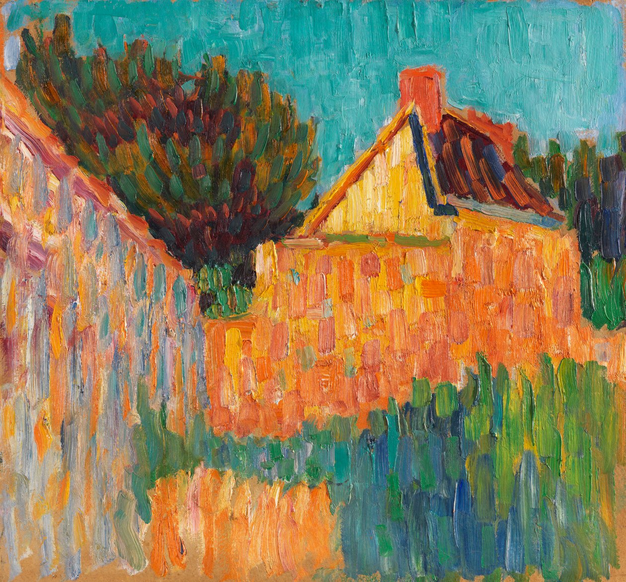 Litet hus framför buskarna Franska landskapet, 1906. av Alexei Javlensky von