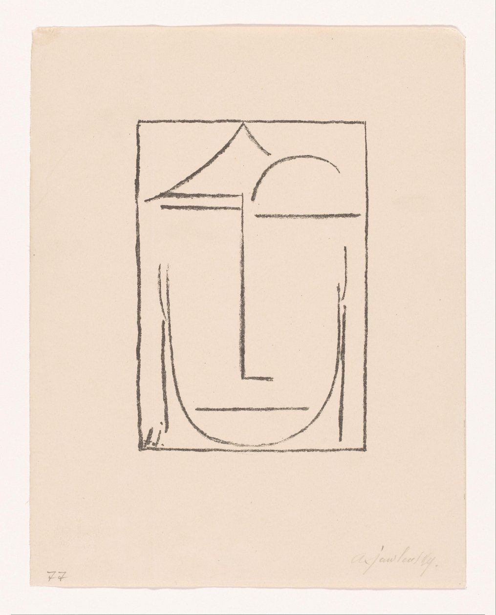 Namnlös (huvud) (huvud) stiliserat ansikte Kopf I (originaltitel) av Alexei Jawlensky (signed by artist)