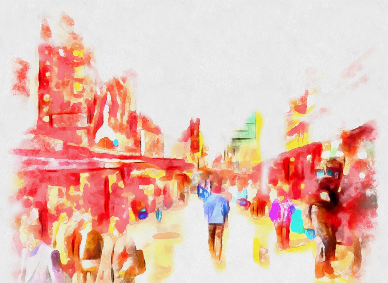 Сity walk,2020,(blandteknik) av Alexei Makhov