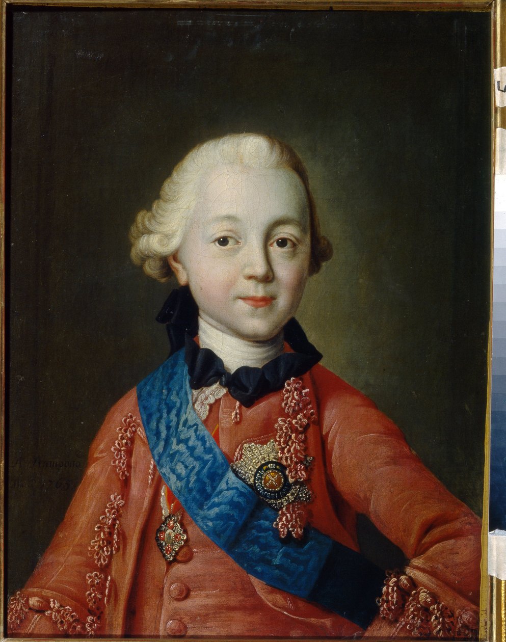 Porträtt av storhertig Pavel Petrovich Romanov (1754-1801) som barn. Han kommer att bli tsar av Ryssland under namnet Paul I. (Porträtt av storhertig Pavel Petrovich som barn). Målning av Alexei Petrovich Antropov (1716-1795) av Alexei Petrovich Antropov