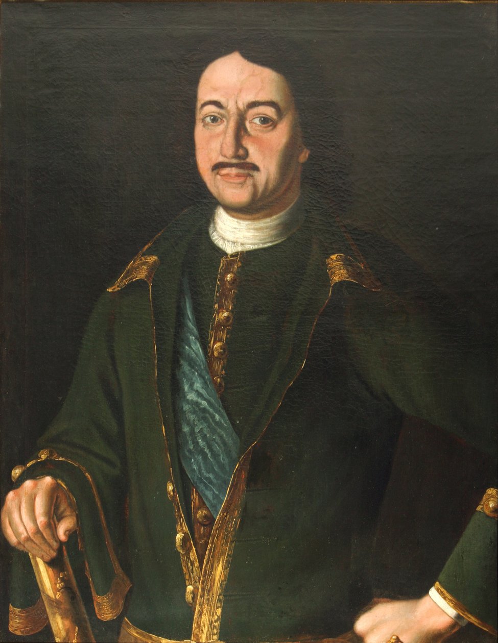 Porträtt av kejsar Peter I den store 1672-1725, 1758 av Alexei Petrovich Antropov