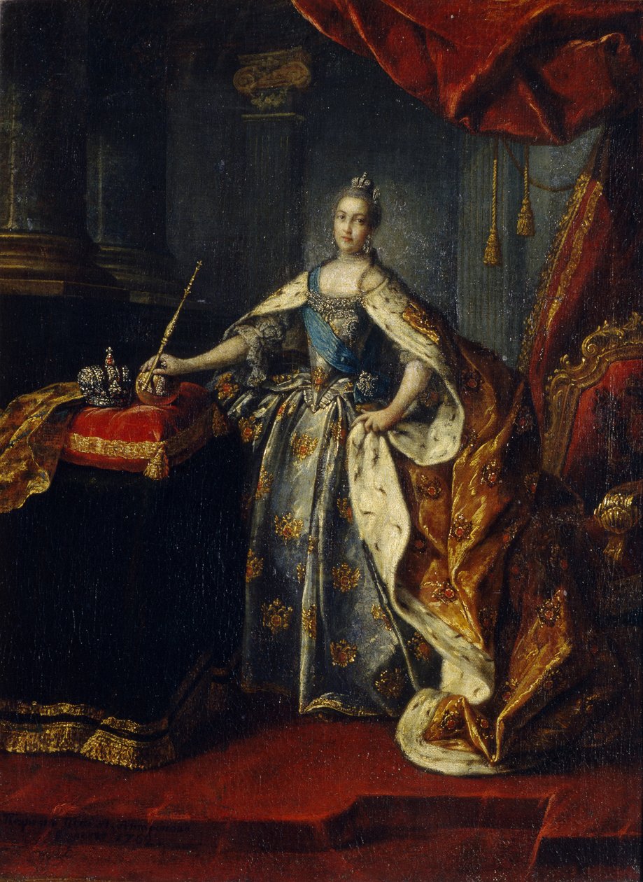 Porträtt av kejsarinnan Katarina II 1729-1796, 1762 av Alexei Petrovich Antropov