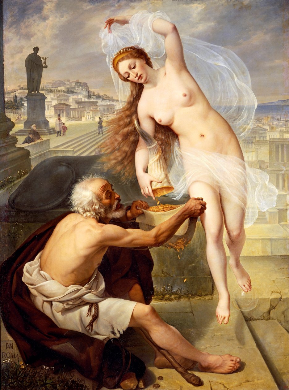 Fortune and Beggar, av Aleksei Tararsovich Markov eller Aleksej Zarasovic Markov (1802-1878) (olja på duk) av Alexei Tarasovich Markov