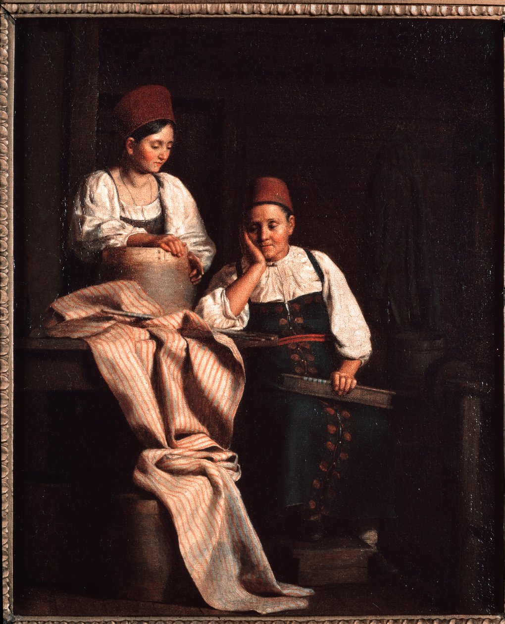 Weavers - Målning av Alexei Vasilyevich Tyranov (1808-1859), olja på duk, rysk konst 1800-talet - Statliga Tretyakov Gallery, Moskva av Alexei Vasilievich Tyranov