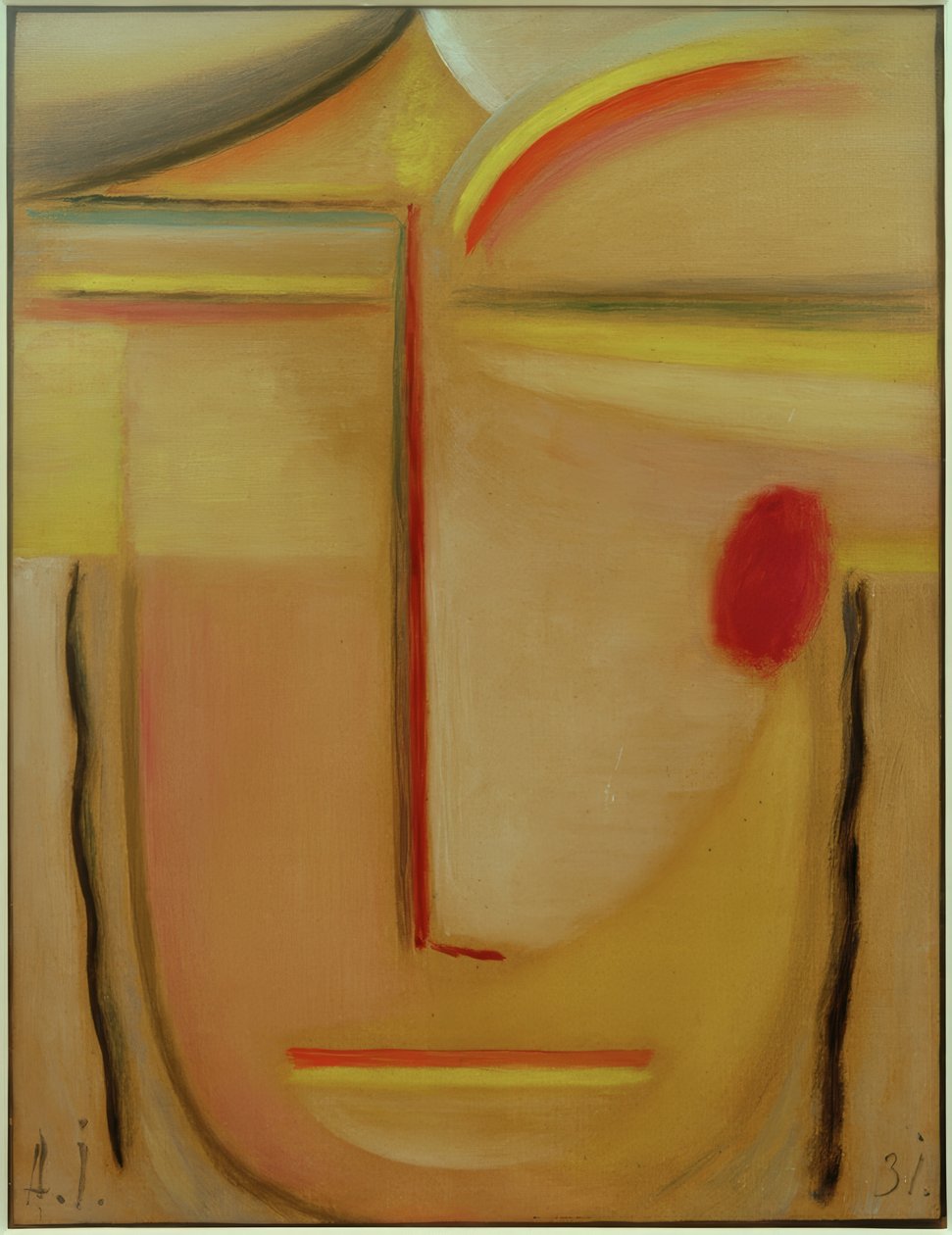Abstrakt huvud: guld och rosa av Alexej von Jawlensky