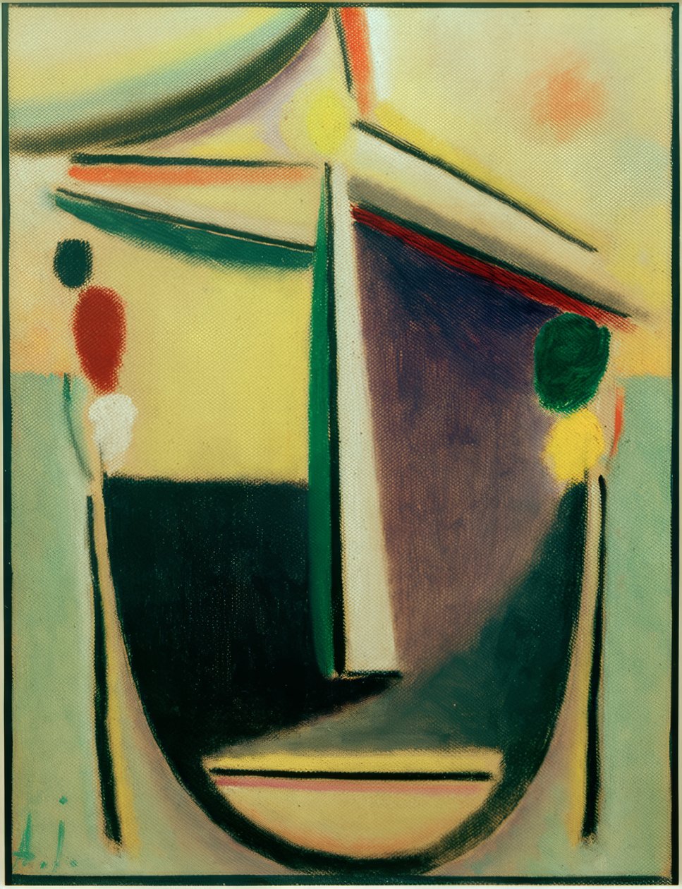 Abstrakt huvud: svart-gul-lila av Alexej von Jawlensky