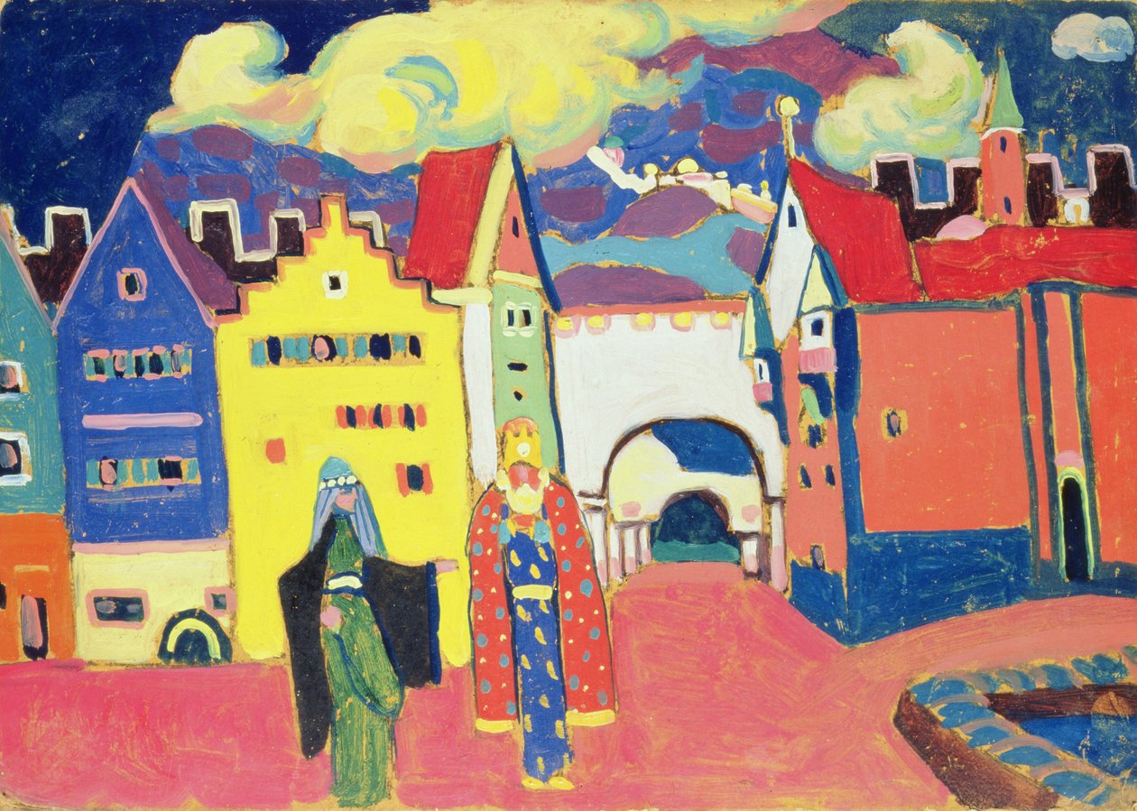 Oriental Town, 1908 (olja på kartong) av Alexej von Jawlensky