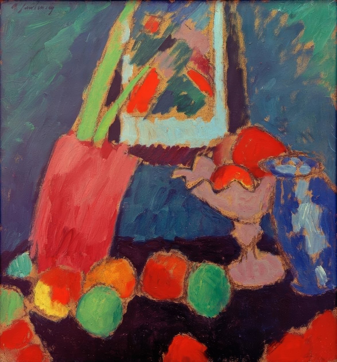Stilleben med en lila skål av Alexej von Jawlensky