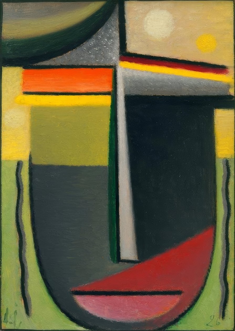 Abstrakt huvud: Inuti ser grönt - guld ut av Alexej von Jawlensky