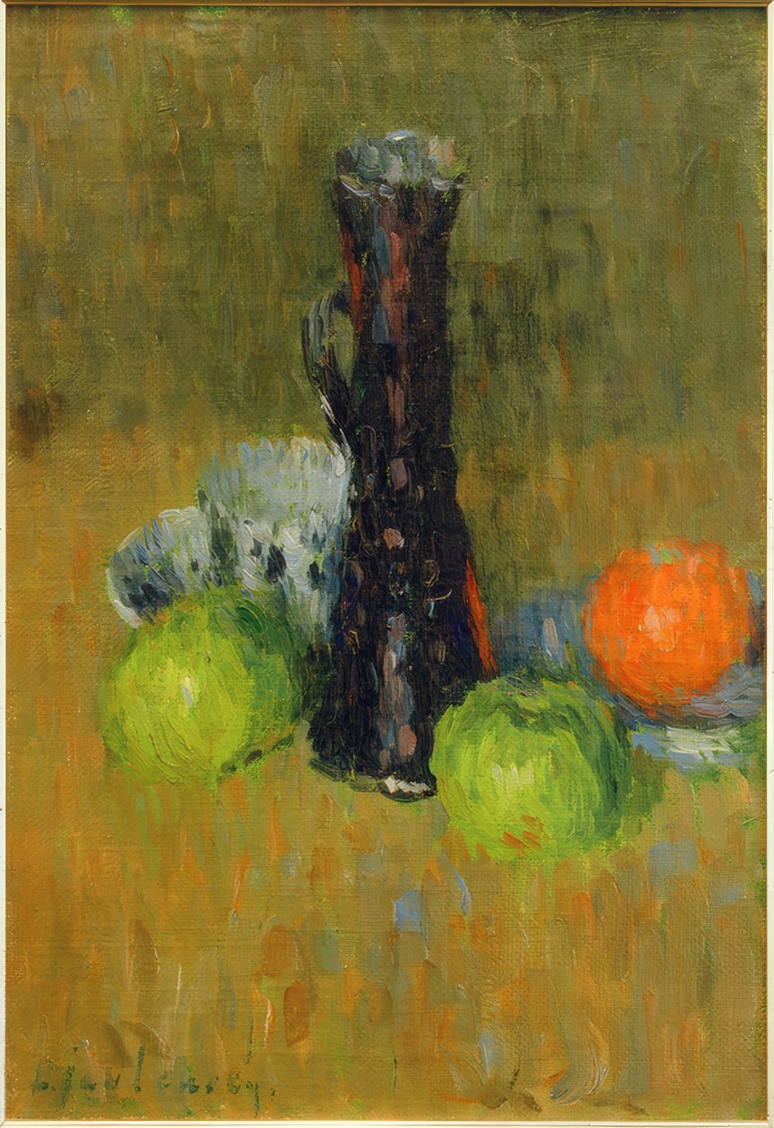 Blå kanna med gröna äpplen av Alexej von Jawlensky