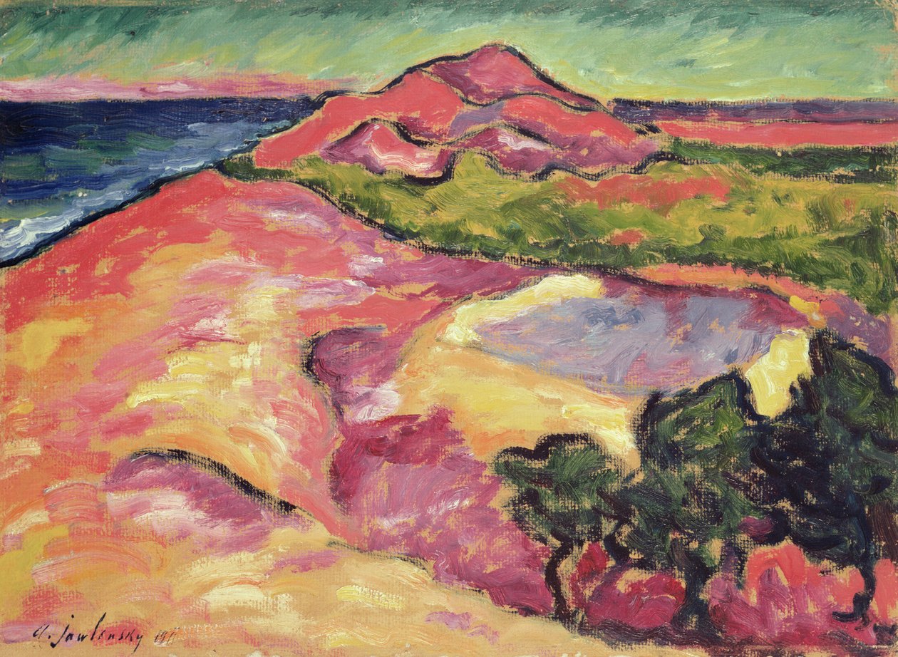 Kustscen med röd kulle av Alexej von Jawlensky