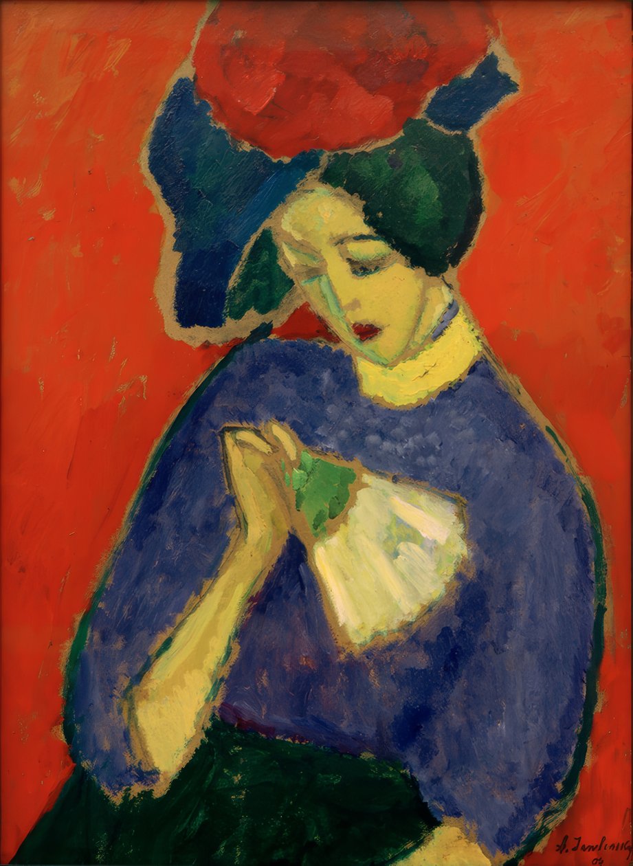 Dam med en fläkt av Alexej von Jawlensky