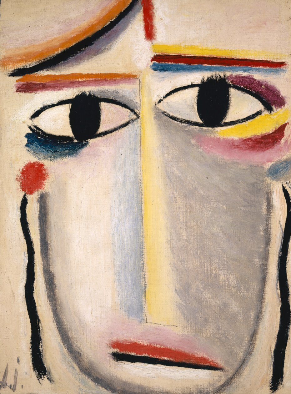 Kvinnligt huvud, 1919-20 (olja på kartong) av Alexej von Jawlensky