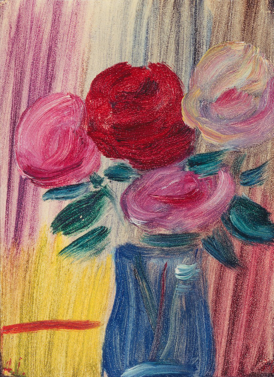 Blommor i blå vas; Blumen i Blauer Vase, 1936 av Alexej von Jawlensky