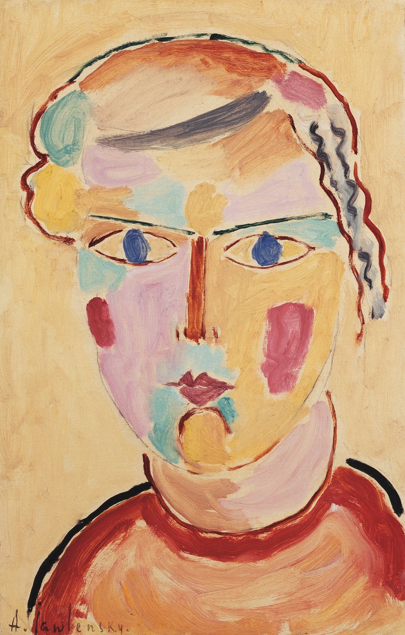 Flicka, ljus i utseende; Chef för en flicka, ljus uppenbarelse, 1916 av Alexej von Jawlensky