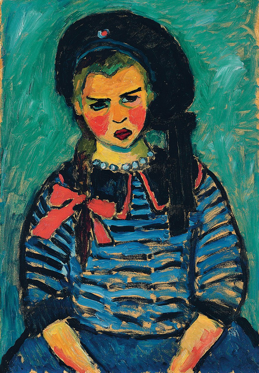 Flicka med en röd rosett; Flicka med ett rött band, 1911 av Alexej von Jawlensky