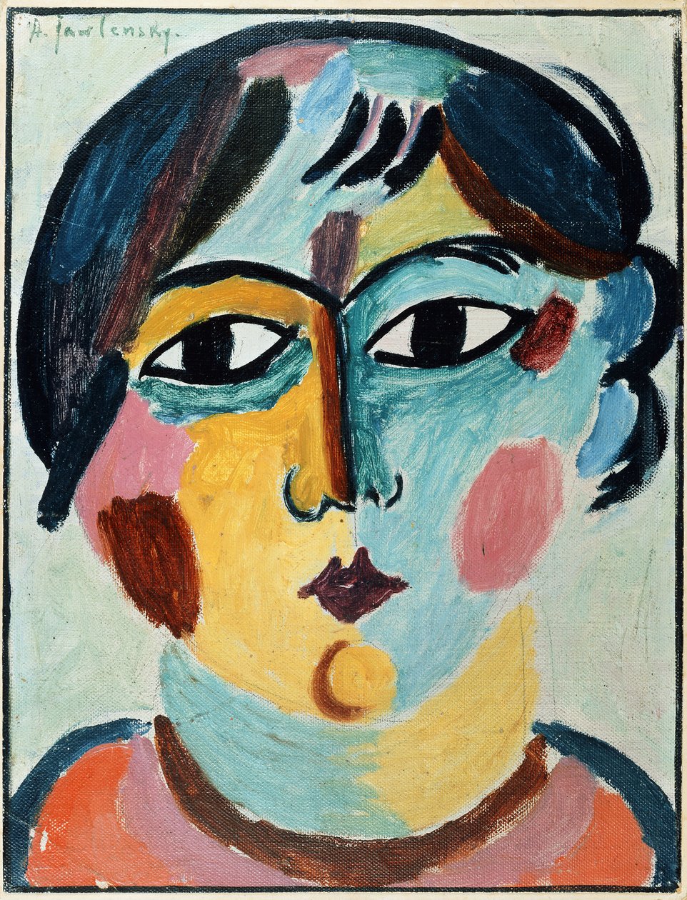 flickans huvud; flickhuvud, av Alexej von Jawlensky