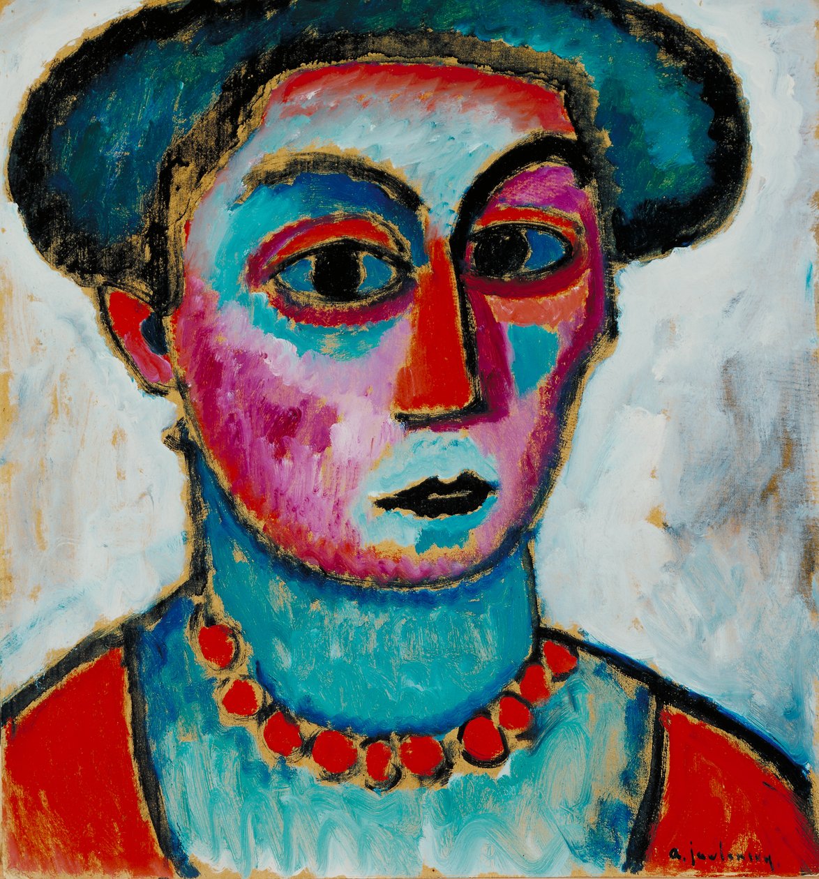 Head of a Woman, ca 1912 (olja på kompositionstavla) av Alexej von Jawlensky