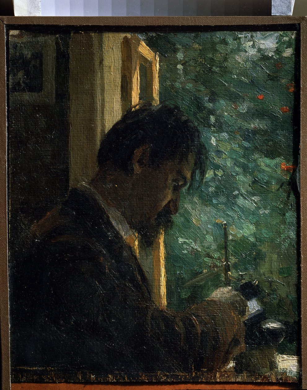 ""Gravören Vasiliy Mate (Mathe) (1856-1917) på jobbet"" Målning av Alexei von Javlensky (Alexi von Jawlensky, Alexej von Javlenski) (1864-1941) 1892 Statens ryska museum Sankt Petersburg av Alexej von Jawlensky