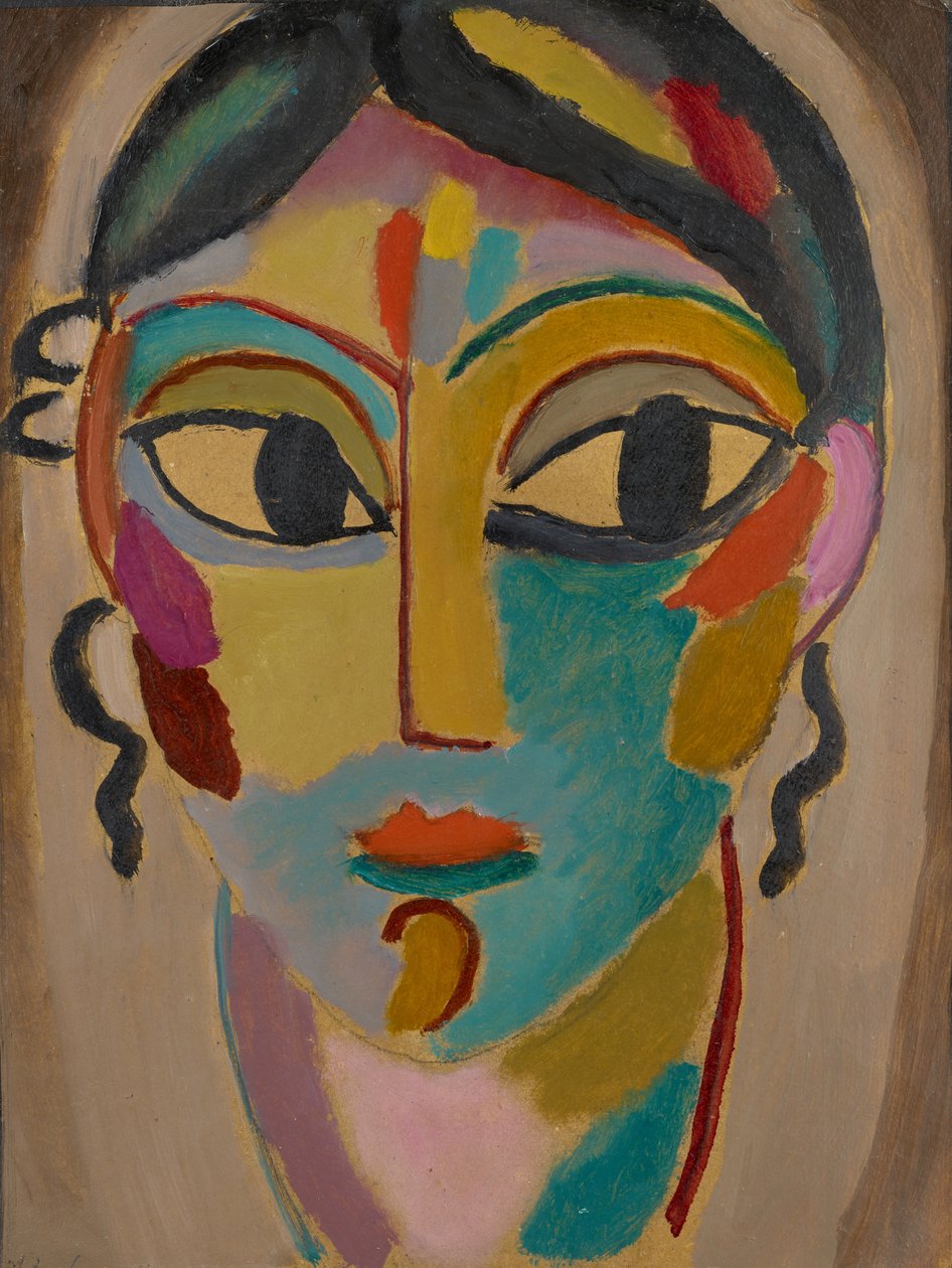 Mystical Head: Head of a Girl, 1918 (olja på kartong) av Alexej von Jawlensky