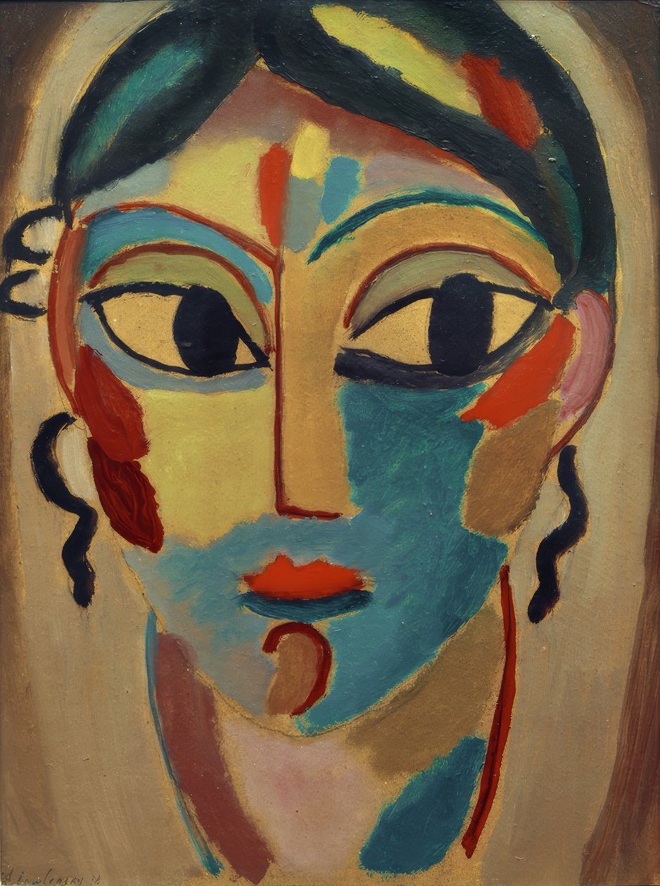 Mystiskt huvud: flickans huvud (frontal) av Alexej von Jawlensky