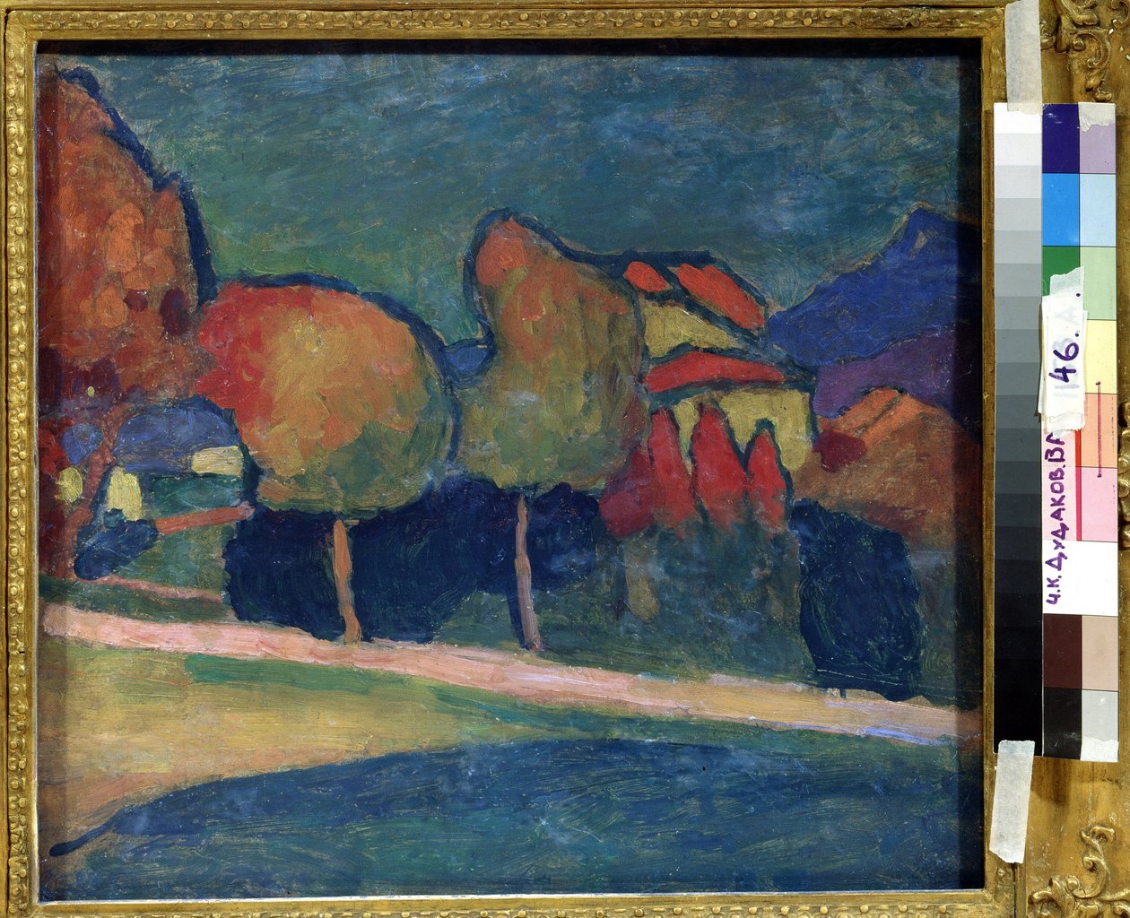 ""Landskap, Murnau (Tyskland)"" Målning av Alexei von Javlensky (Alexi von Jawlensky, Alexej von Javlenski) (1864-1941) 1909 Privat samling av Alexej von Jawlensky