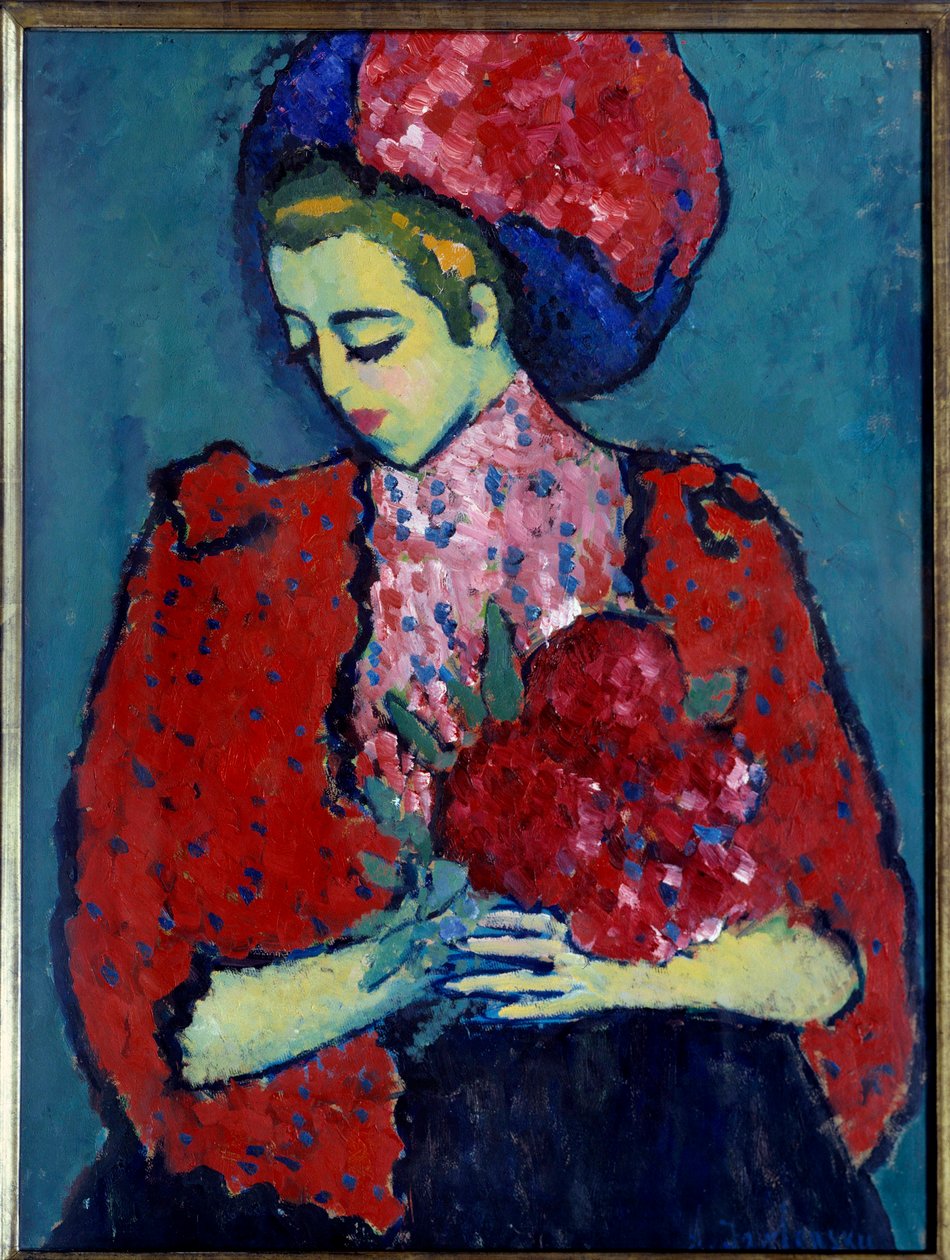 Peony Girl Målning av Alexei von Javlensky (Alexi von Jawlensky, Alexej von Javlenski) (1864-1941) av Alexej von Jawlensky