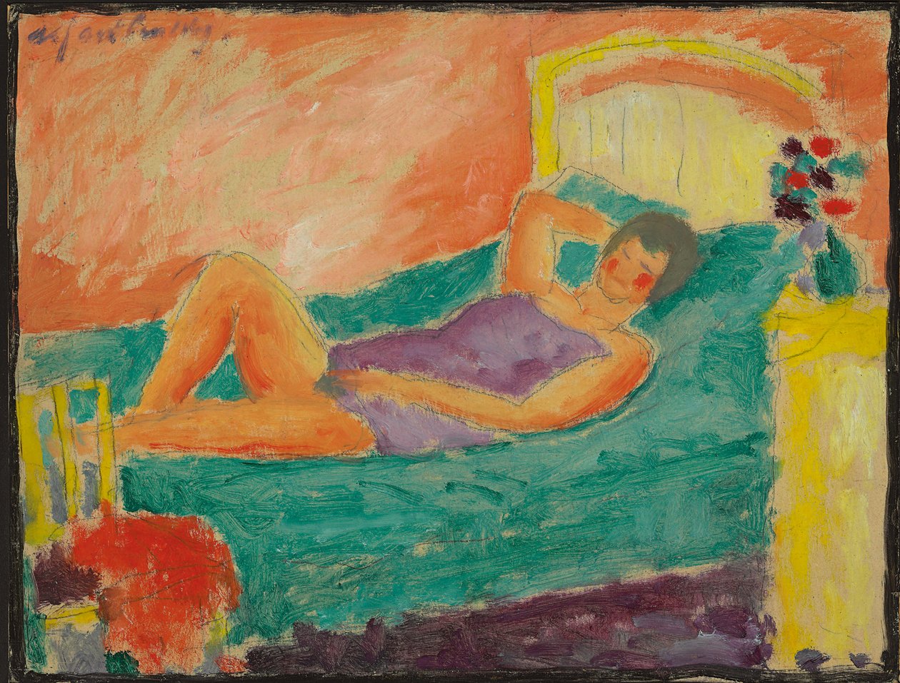 Liggande flicka; Liggande flicka, ca 1917 av Alexej von Jawlensky