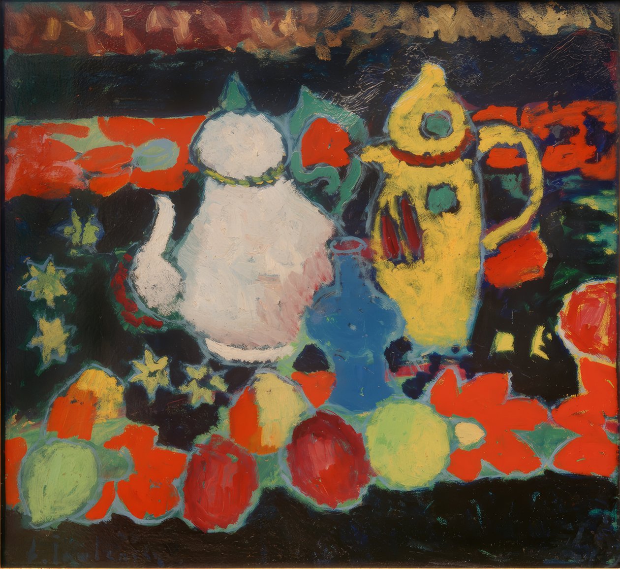 Stilleben med en gul och vit kanna av Alexej von Jawlensky