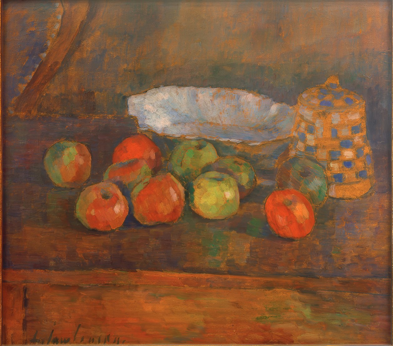 Stilleben med äpplen, skål och kanna av Alexej von Jawlensky