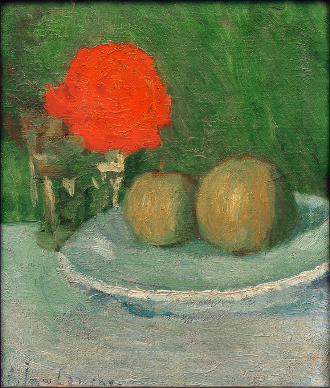 Stilleben med äpplen och ros av Alexej von Jawlensky