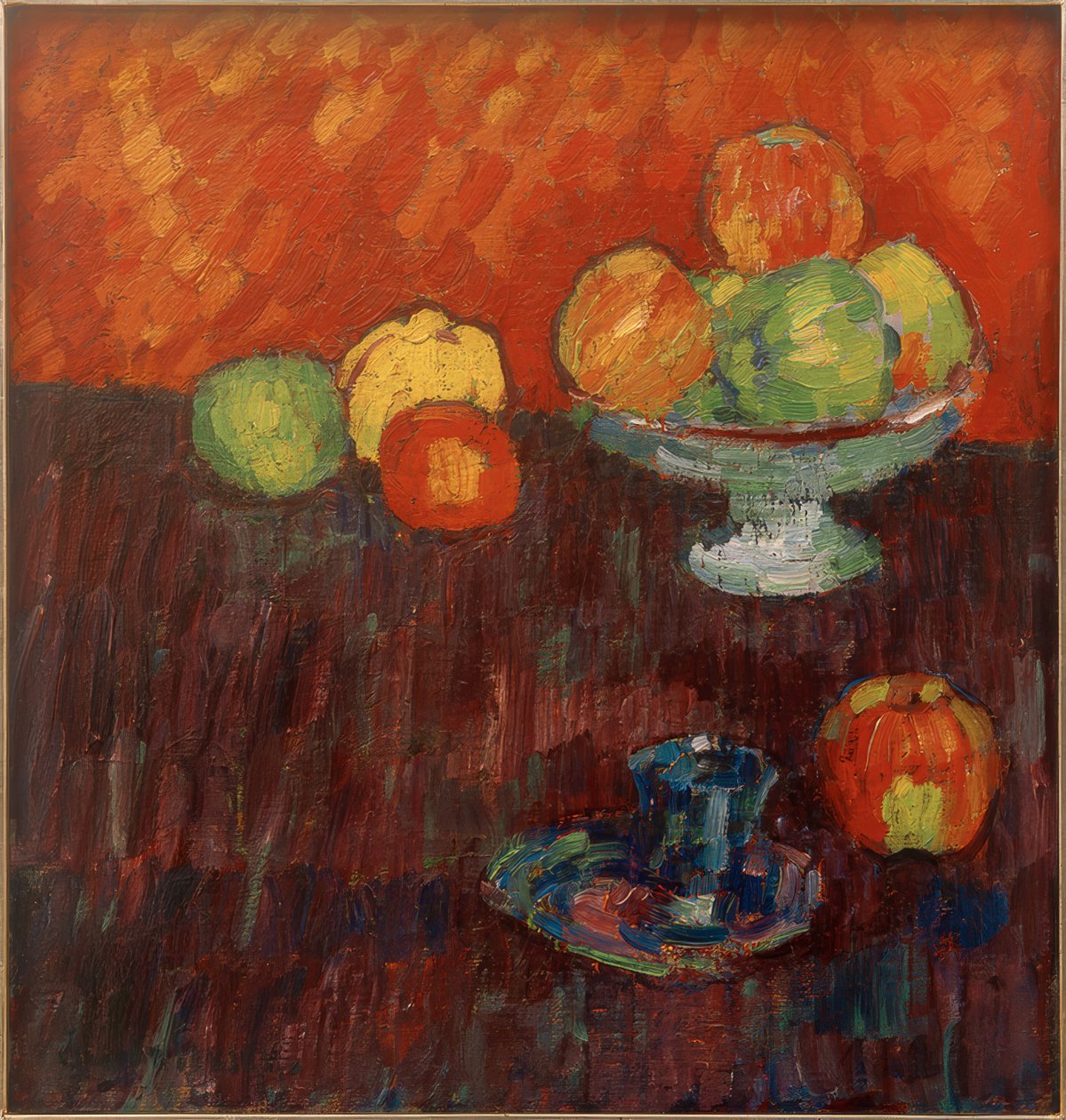 Stilleben med äpplen och blå kopp av Alexej von Jawlensky